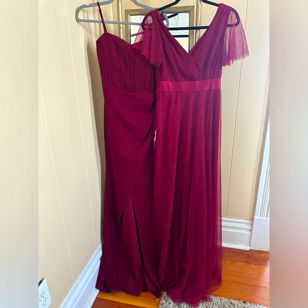 Windsor Burgundy Maxi Dress with Tulle Overlay